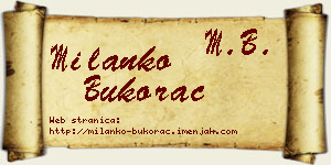 Milanko Bukorac vizit kartica